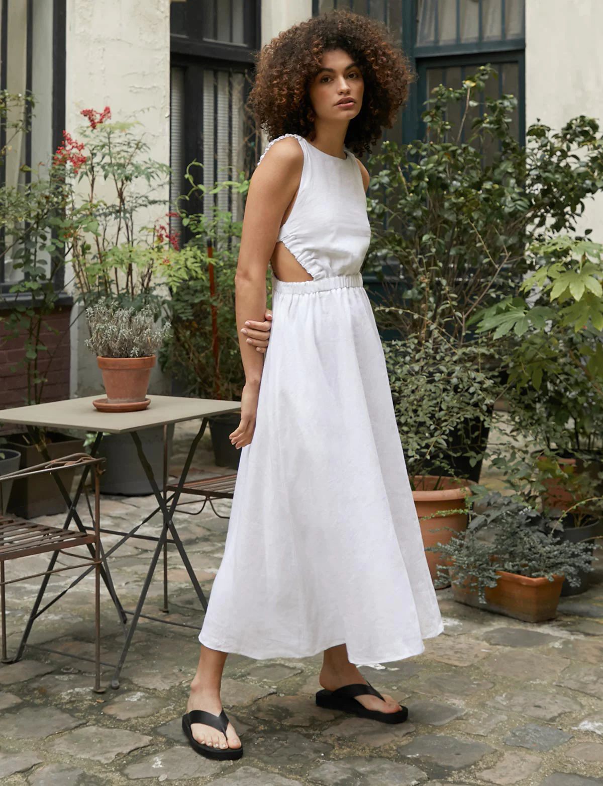 Beatrice Dress in White Linen | Pixie Market