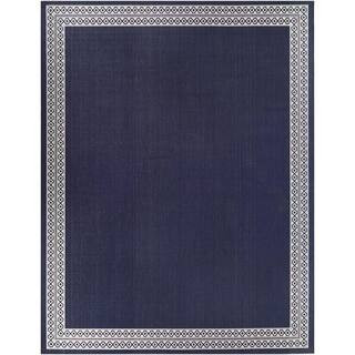 Navy 8 ft. x 10 ft. Diamond Border Indoor/Outdoor Area Rug | The Home Depot