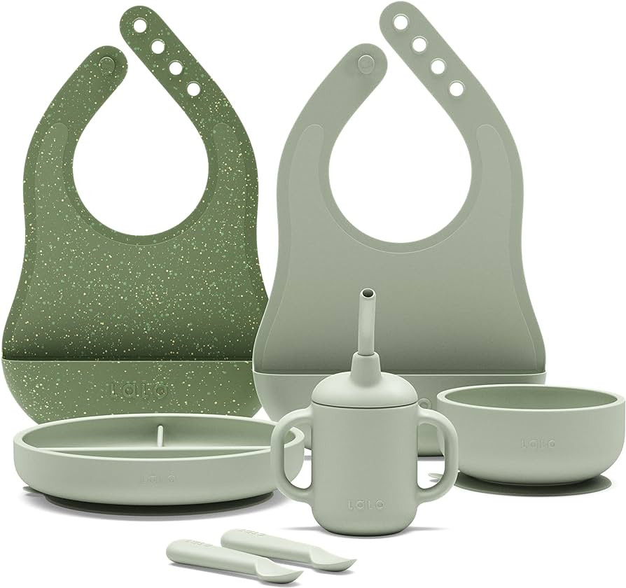 Lalo First Bites Silicone Baby Feeding Set - Baby Led Weaning Supplies - Non-Toxic Silicone - Inc... | Amazon (US)