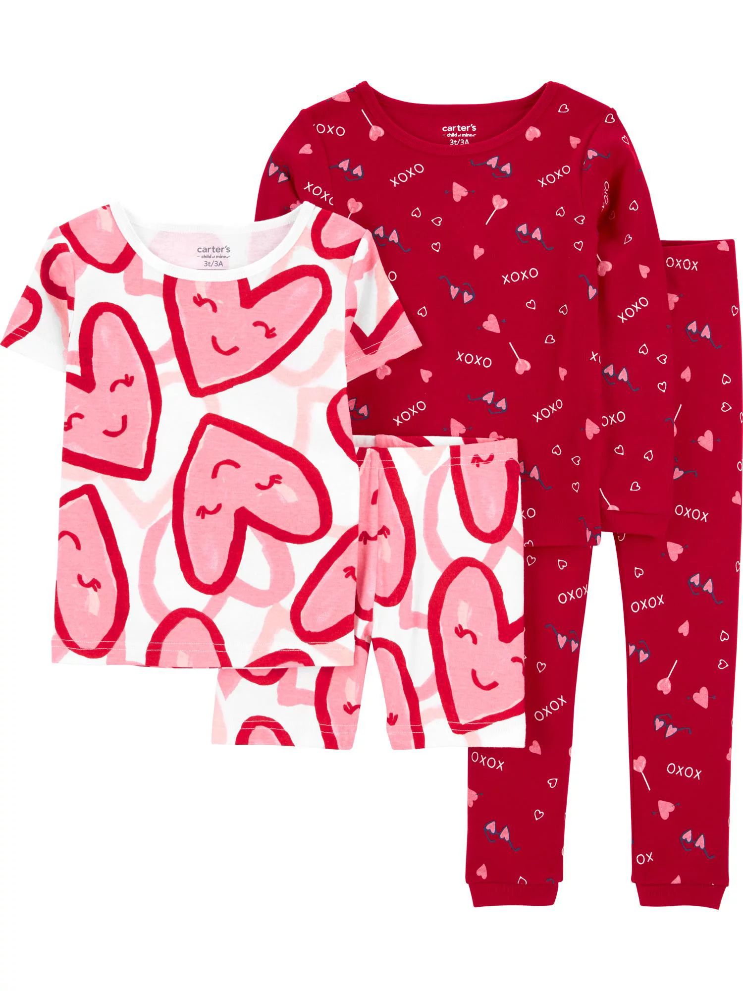 Carter's Child of Mine Baby and Toddler Girl Valentine's Day Pajama Set, 4-Piece, Sizes 12M-5T | Walmart (US)