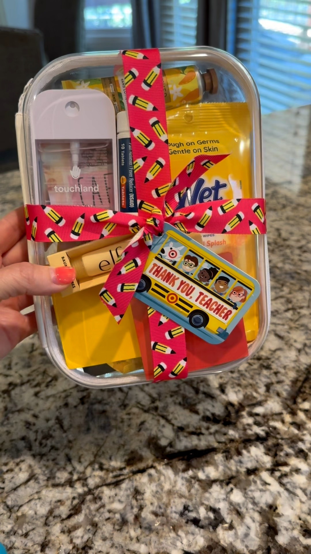 Back to school teacher gift idea! You can include the gift card or leave it off. Caffeine face mask, caffeine gummy candy, wet ones sanitizing wipes, hand sanitizer spray, lip gloss, travel size advil, everything a teacher needs! Finish it off with a cute back to school ribbon! #teachergift  #teacher #giftidea #backtoschool #school


#LTKKids #LTKFamily #LTKFindsUnder50