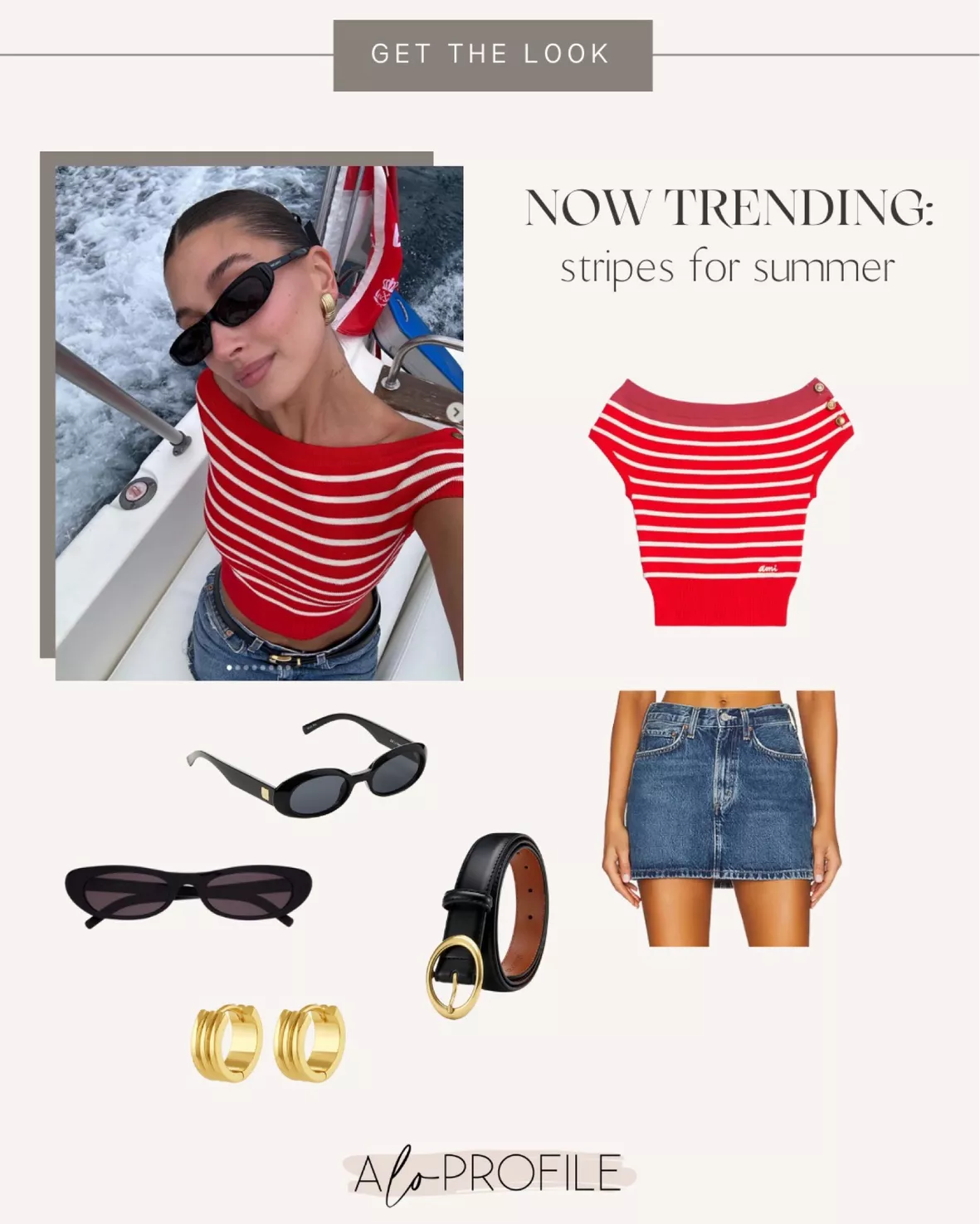 NA-KD striped cropped tank top in red and white