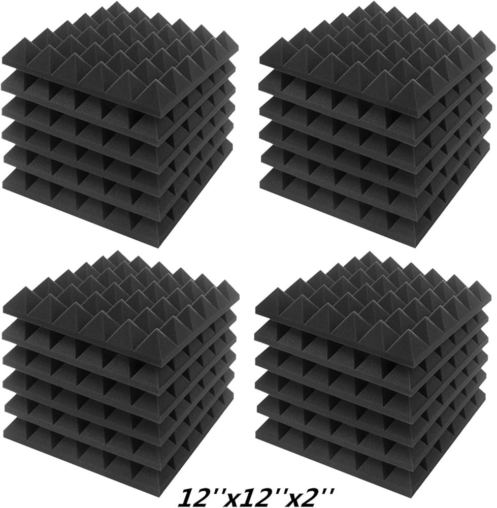 JBER Acoustic Sound Foam Panels, 24 Pack 2" X 12" X 12" Charcoal Soundproofing Treatment Studio W... | Amazon (US)