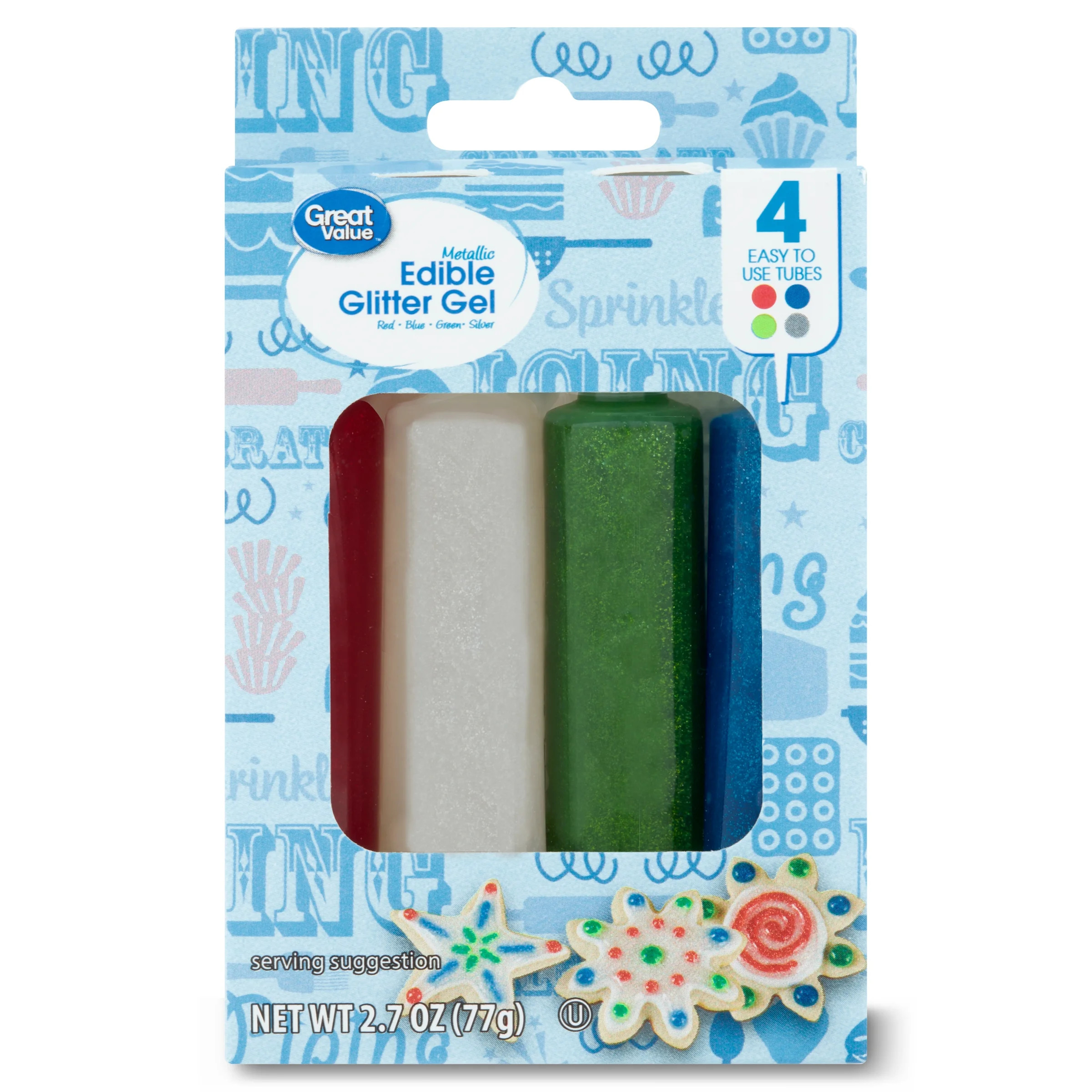Great Value Edible Glitter Gel Icing, Metallic Classic Colors, 2.7 oz | Walmart (US)