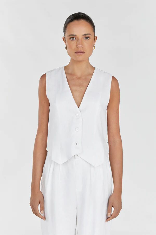 BANKS WHITE LINEN VEST | DISSH