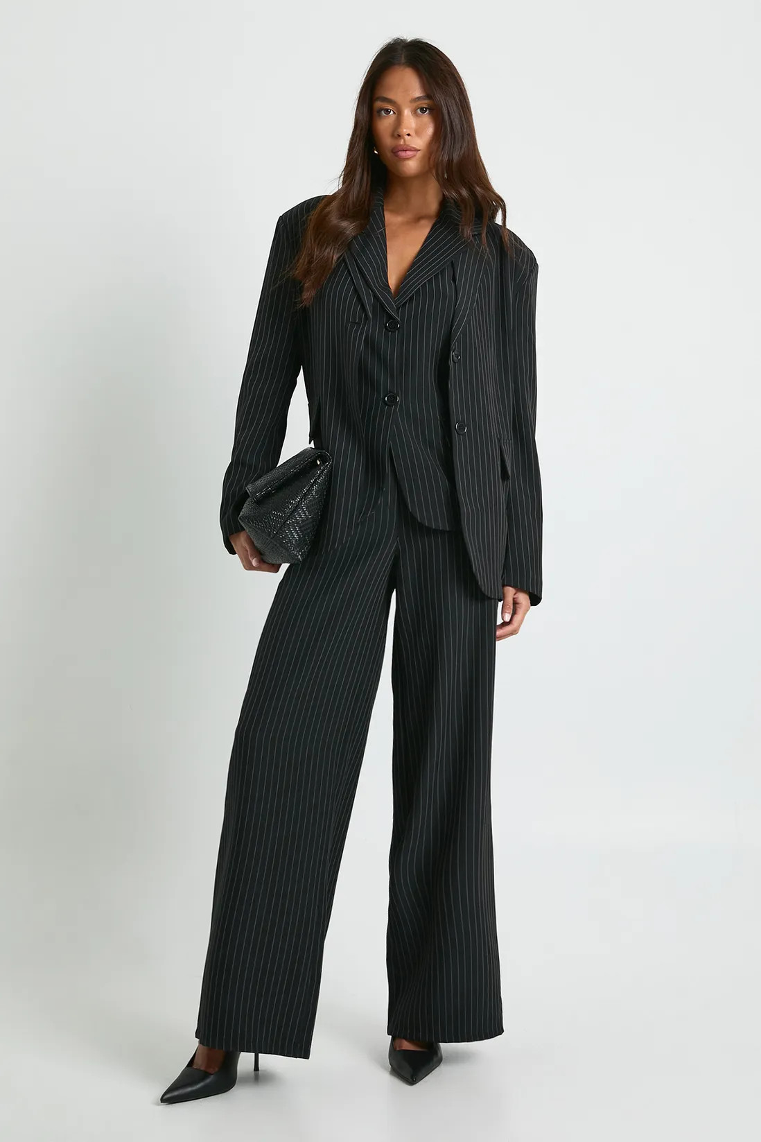 Pinstripe Longline Tailored Waistcoat | boohoo (US & Canada)