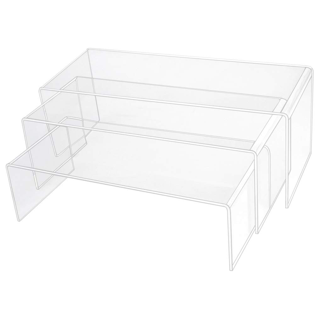 obmwang 3 Pack Large Clear Acrylic Riser Set, Acrylic Display Risers Shelf Showcase Fixtures for ... | Amazon (US)