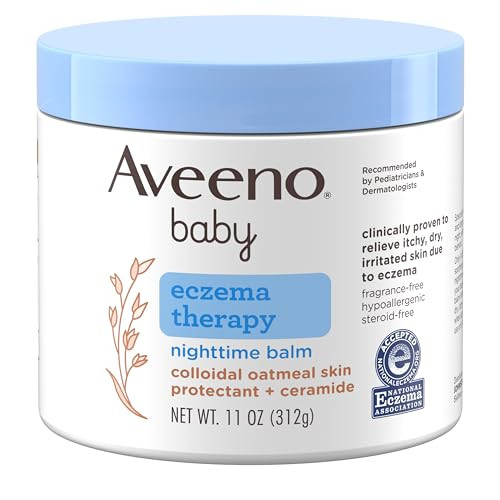 Aveeno Baby Eczema Therapy Nighttime Moisturizing Body Balm, Nourishing Skin Protectant Soothes & Relieves Dry, Itchy Skin from Eczema, Hypoallergenic, Fragrance- & Steroid-Free, 11 oz | Amazon (US)