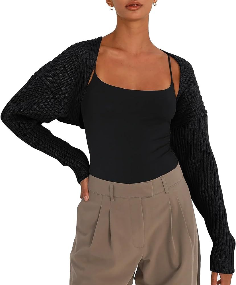 Y2K Bolero Fall Long Sleeve Cardigan Cropped Open Front Shrug 2023 Sweater Women | Amazon (US)
