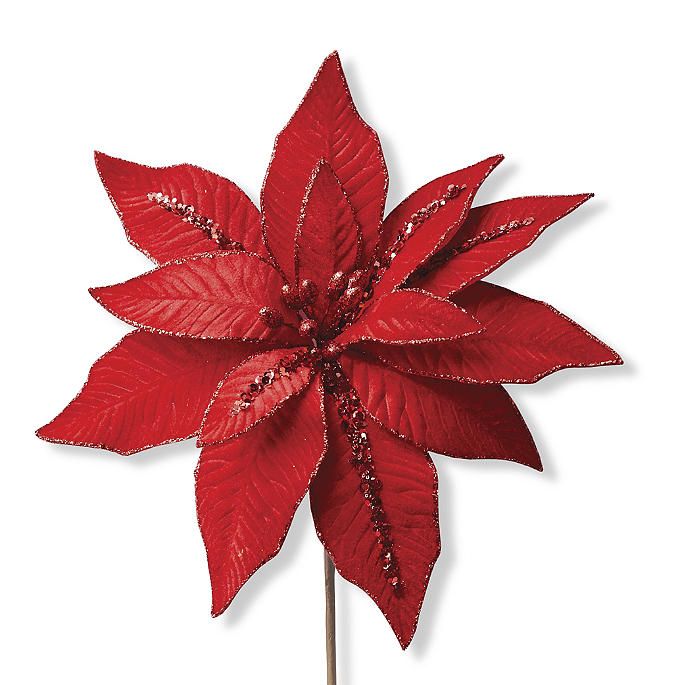 Embellished Poinsettia Stem, set of six | Frontgate | Frontgate
