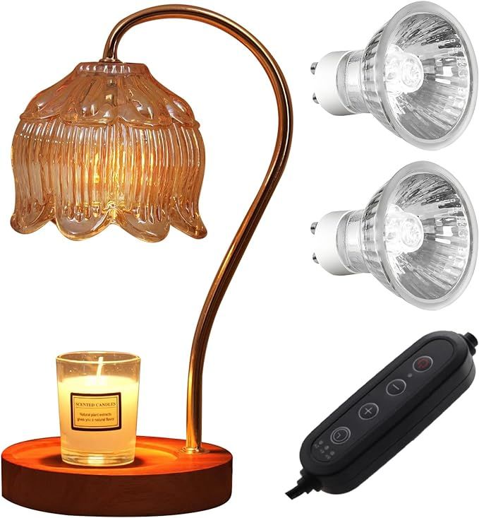 GEEZO Fragrance Candle Warmer Lamp with 2 Bulbs Electric Candle Warmer with Timer & Dimmer for Ho... | Amazon (US)