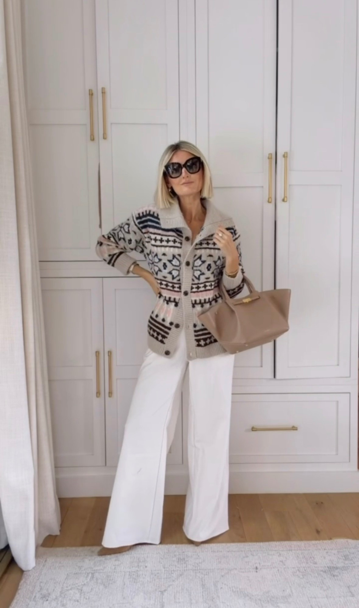This cardigan is just so cute! I know I will be pulling for this so much! I think you can dress it up or down! Wearing M in sweater & XS in pants!

Loverly Grey, fall outfit, fair isle, cardigan, wide leg pants, cream pants, Target

#LTKSeasonal