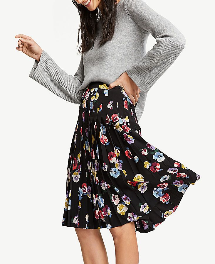 Floral Pleated Full Skirt | Ann Taylor (US)