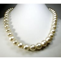 Large Antique White 10mm Dimpled Pearl Necklace, 1960S Beads, Ooak, Restrung With New Catch, Lightweight | Etsy (US)