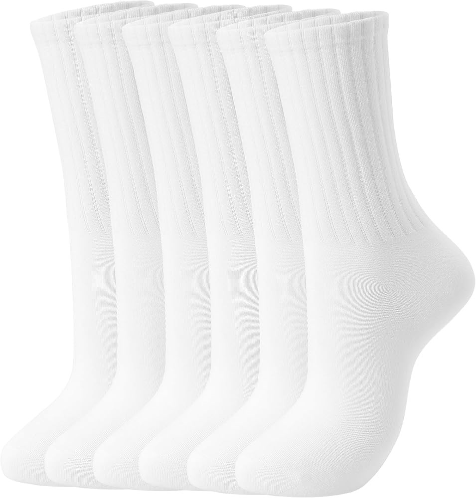 SHIZEN Women's Crew Socks Casual Athletic Lightweight Breathable Socks 3-6 Pairs Pack Size 6-11 | Amazon (US)