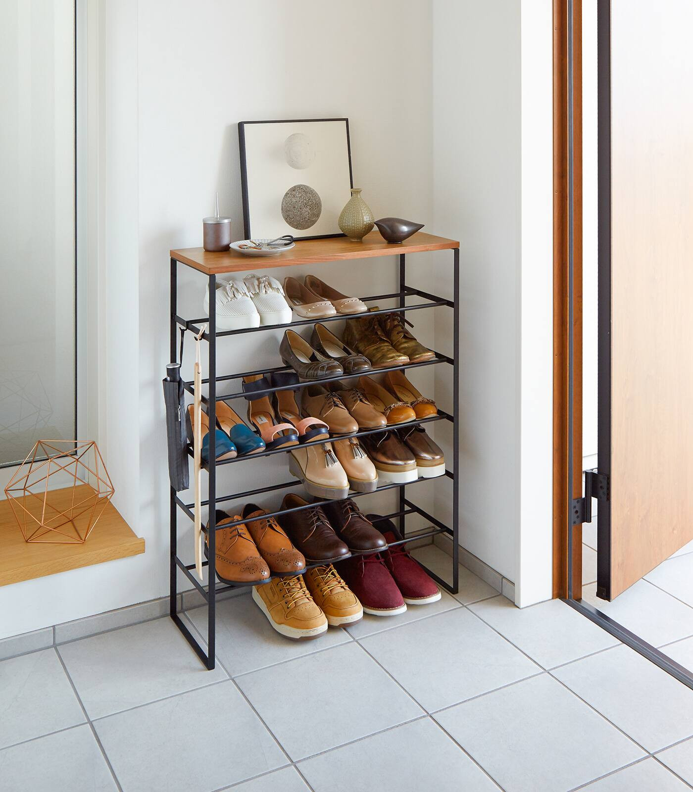 Yamazaki Home - Six-Tier Shoe Rack (34"" H) - Steel - Black | Best Buy U.S.