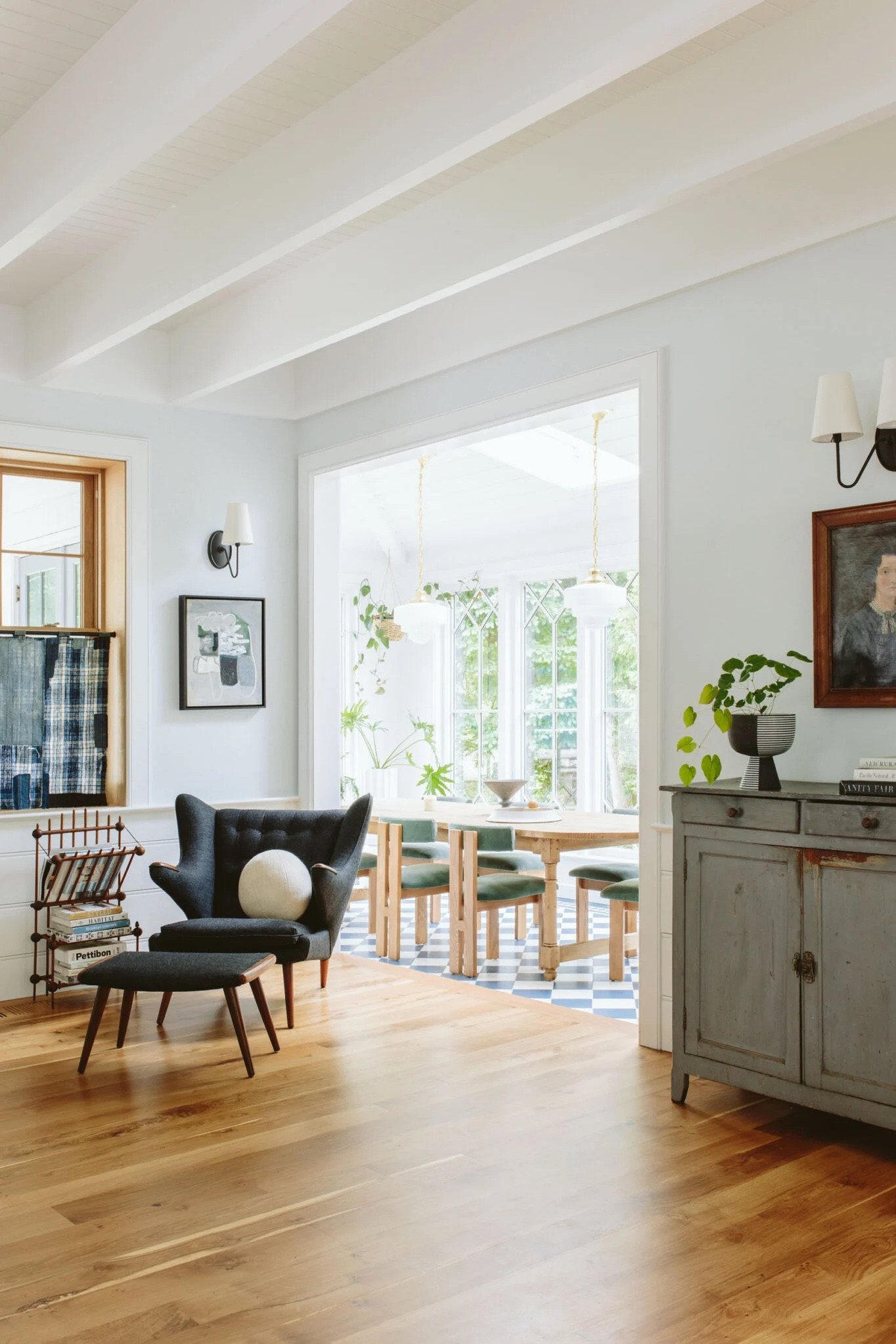 I love this view. We may live in an old farmhouse, but we’ve made it a home by mixing different styles from different eras. A midcentury chair, a farm table, some contemporary dining chairs, an antique cabinet. traditional sconces, a Victorian magazine rack, Japanese boro curtains…pretty looks good next to pretty, you know? 

#LTKover40 #LTKhome #LTKfamily
