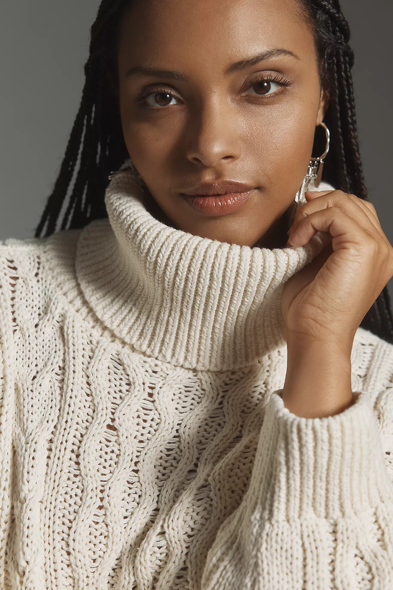 Pilcro Oversized Turtleneck Cable-Knit Sweater | Anthropologie (US)