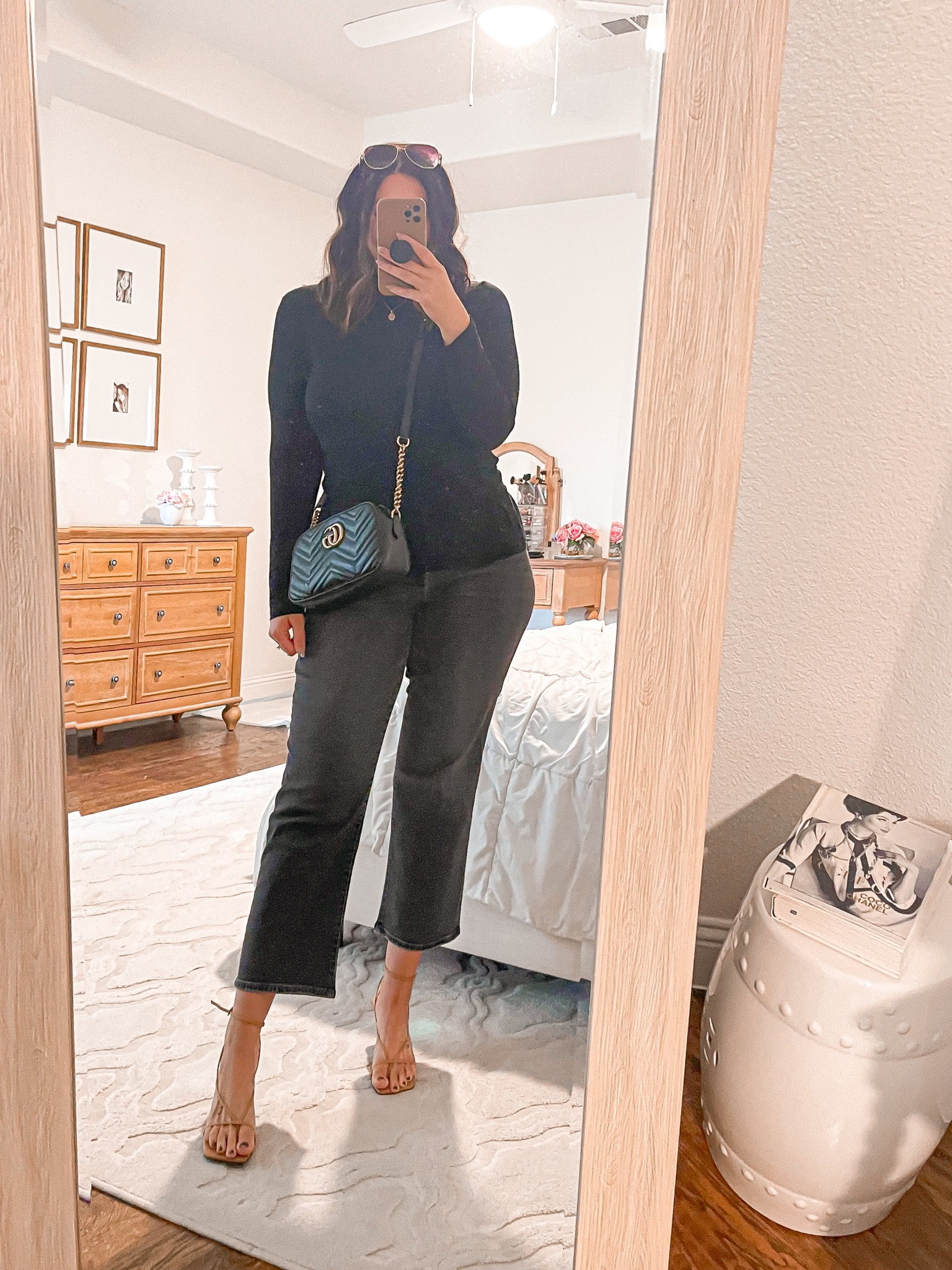Loving my new jeans from express. I wanted a darker wash Jean and I always struggle with finding a pair that doesn’t gap in the back and these fit perfectly! Wearing a size 12 in the jeans. 
Fall outfit - black jeans - black outfit - 

#LTKmidsize #LTKover40 #LTKstyletip