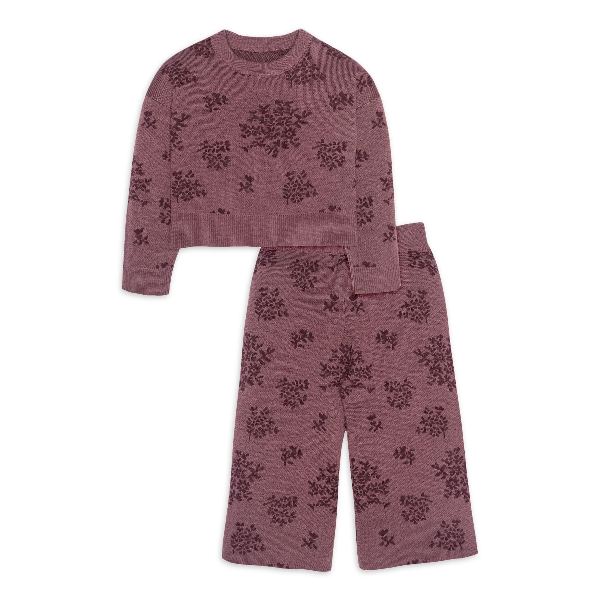 Modern Moments by Gerber Baby & Toddler Girl Jacquard Sweater & Wide-Leg Pant, 2-Piece Set, 12M-5... | Walmart (US)