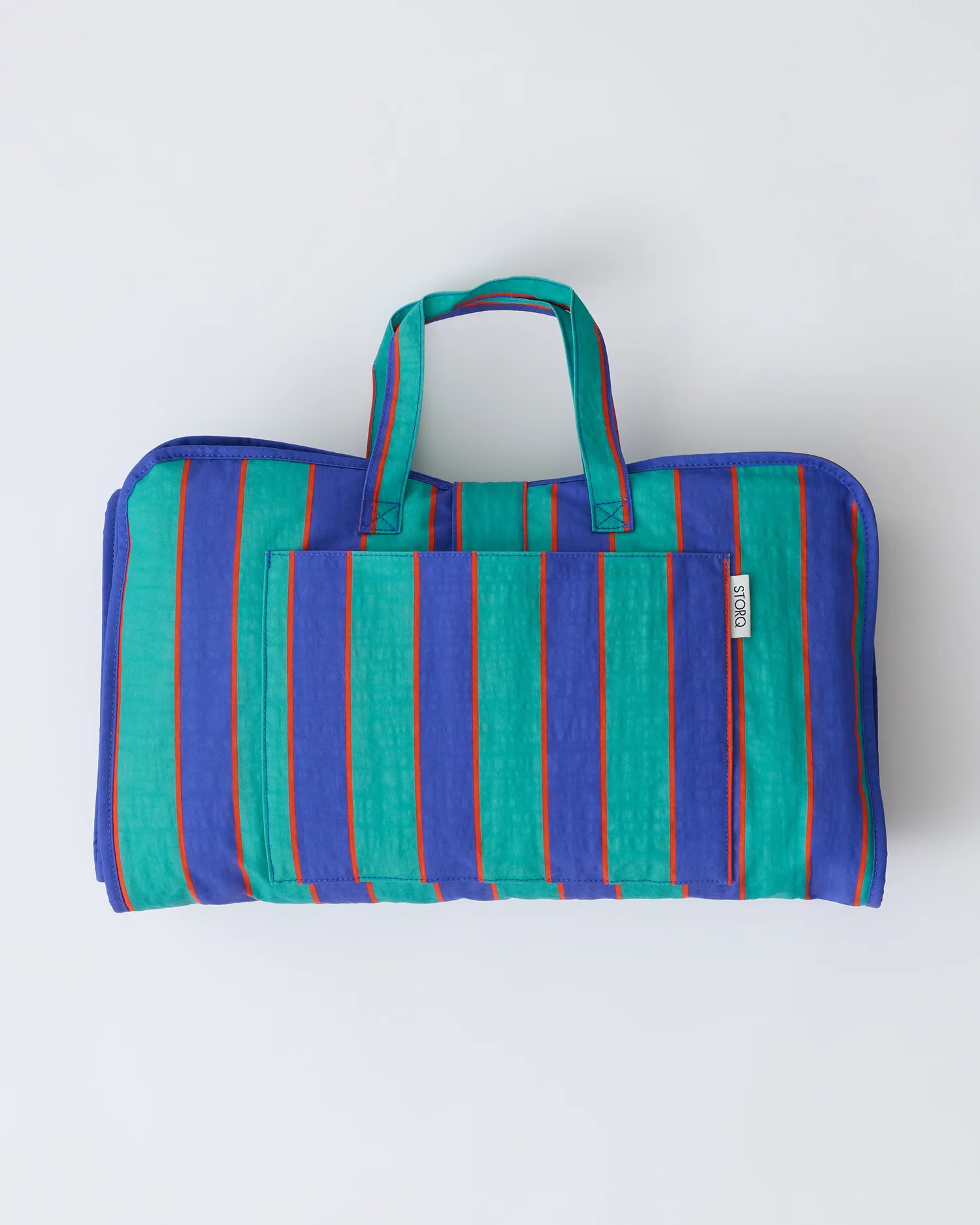 Toddler Nap Mat For Kids Preschool Daycare With Blanket and Pillow | Navy & Green Stripe - Storq ... | Kindred Bravely