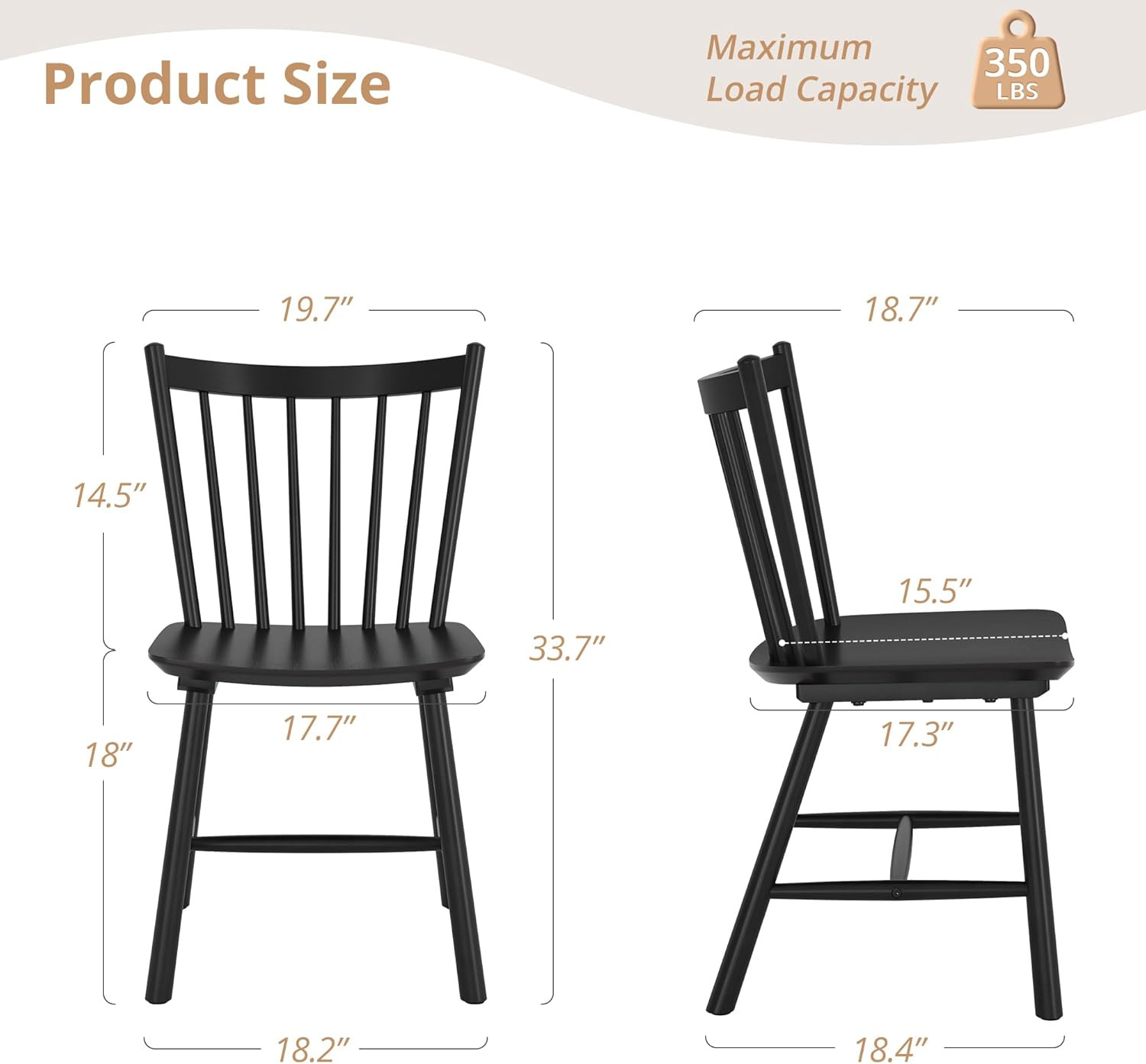 LUE BONA Upgraded Dining Chairs Set of 4, Farmhouse Wooden Spindle Back Kitchen Chairs, Windsor D... | Amazon (US)