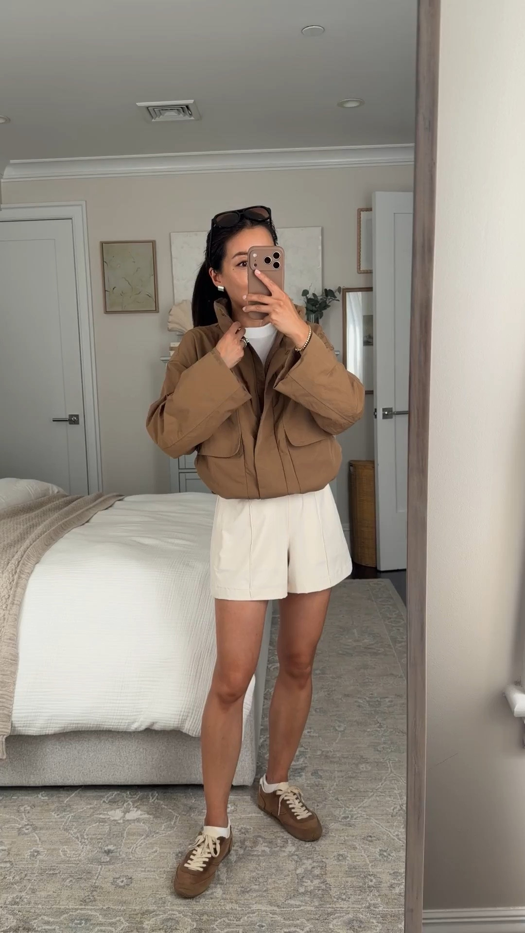 Size info below! I posted another Ltk recently comparing the evolve to classic fit.
• Always Effortless Jacket in Evolve fit size XXS - Evolve is more oversized fit with wider sleeves compared to Classic fit. The sleeve length on both fits are a little long on me. 

I linked the Classic fit as well which is a little smaller all around (I own several colors of Classic fit size 2). 

• Breezily Mid-Rise Short XXS - I got the length hemmed for free by bringing them into my local lululemon store. 

• All Yours Organic Cotton Cropped T-Shirt xxs 

• zara sneakers 5, old 

Travel style, workout, athleisure, walks, mom school pickup, active jacket, rain jacket

#LTKPetite #LTKActive #LTKTravel