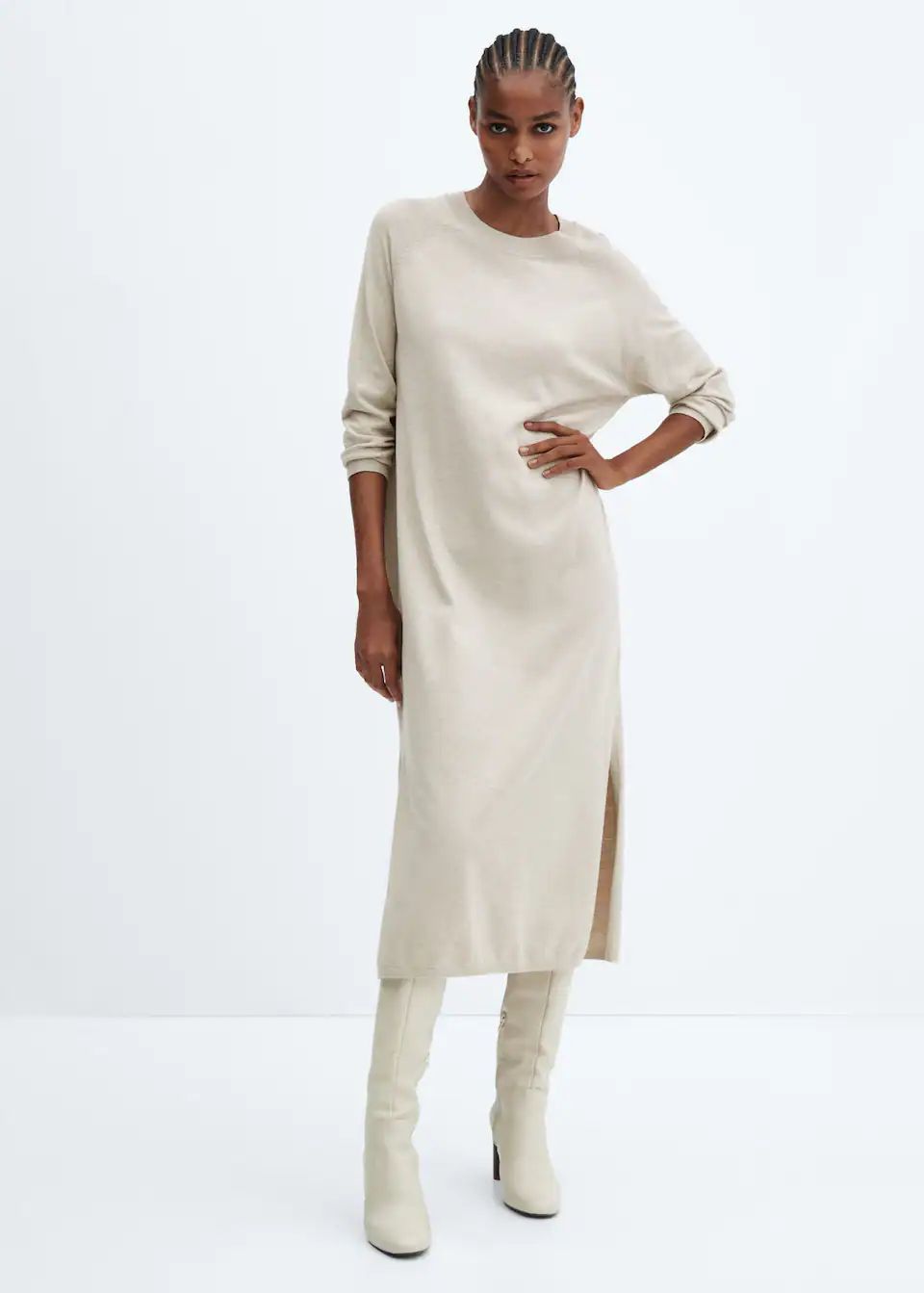 Round-neck knitted dress | MANGO (US)