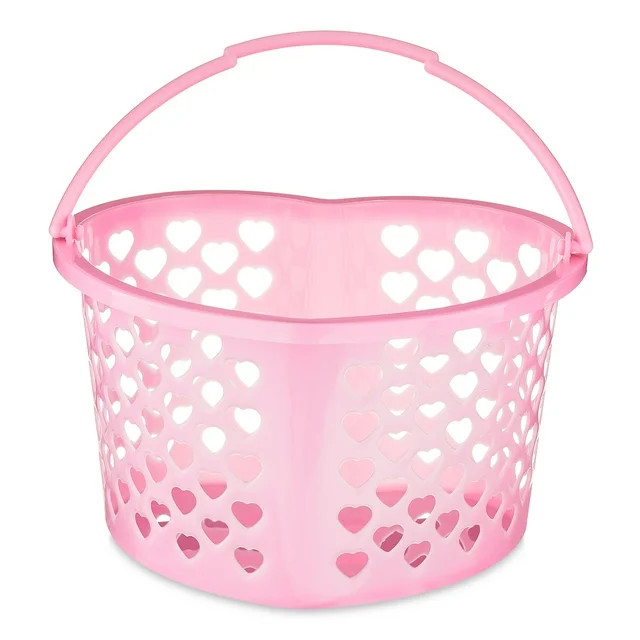 Valentine's Day Heart-Shaped Pink Plastic Basket by Way To Celebrate - Walmart.com | Walmart (US)