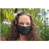 White & Black Polkadot Mask , Face Mask, Washable Polka Dot Mask, Fashion, Allergy Cute | Etsy (US)