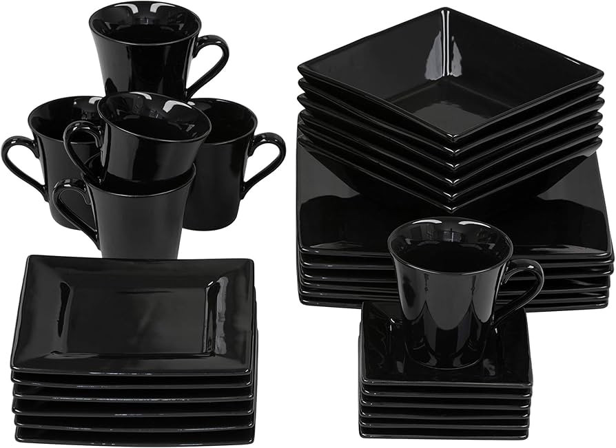 10 Strawberry Street Nova Square 30 pc Dinnerware Set, Black | Amazon (US)