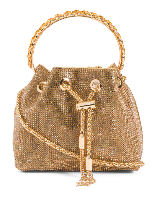 Rhinestone Ring Top Handle Bag With Chain Shoulder Strap | TJ Maxx