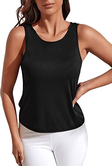 SweatyRocks Women's Sleeveless Athlete Tank Top Cut Out Back Exercise Sports Shirt Running Yoga A... | Amazon (US)