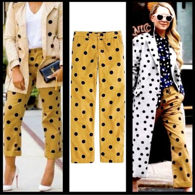 J. Crew Womens Size 8 Ridge Khaki Black Polka Dot Chino Pants $138 EUC (22A386) | eBay US