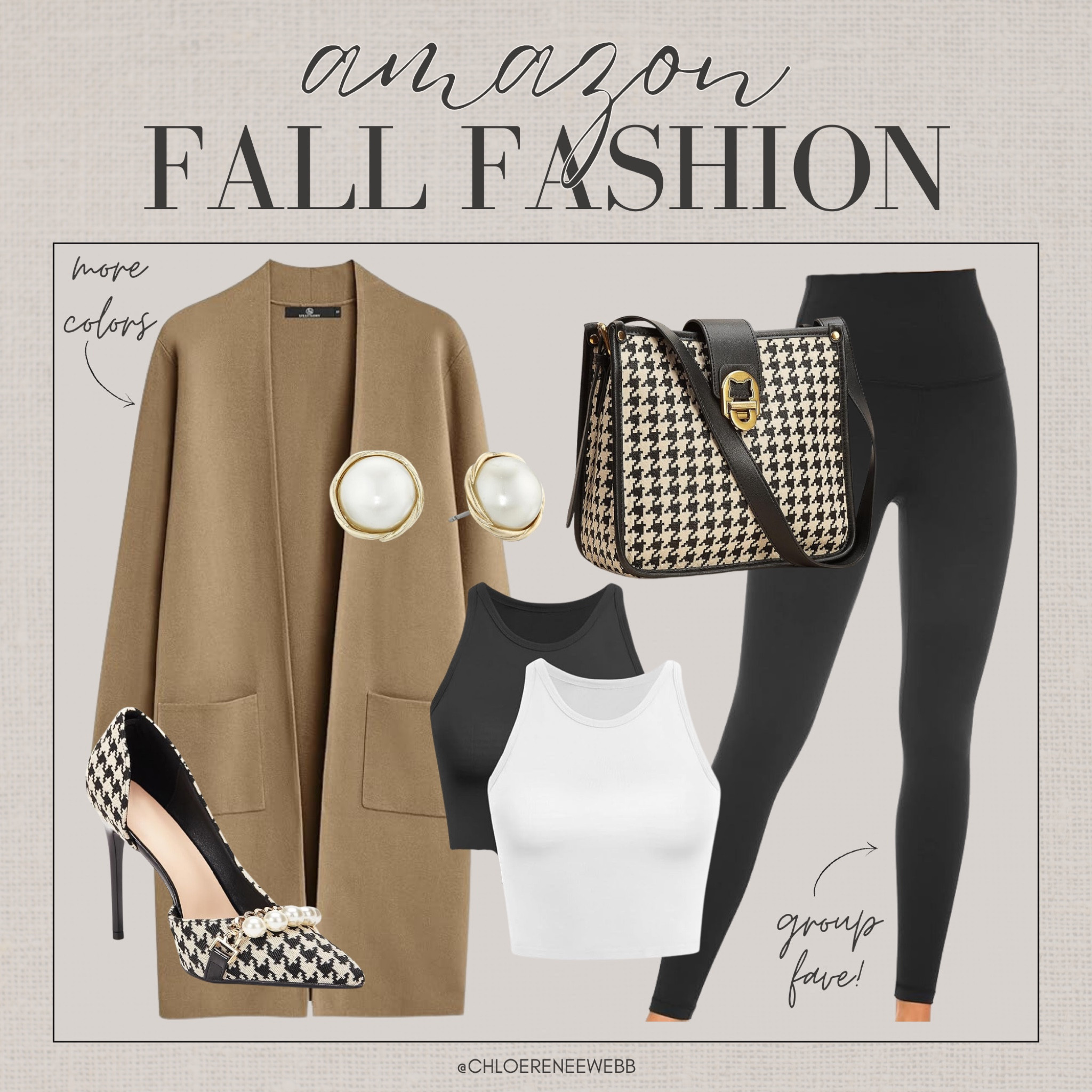Fall outfit ideas, Women’s fall fashion 2024, Amazon fashion finds, Tan coatigan outfit, Houndstooth bag and pumps, Cozy fall outfits, Women’s leggings and coatigan, Stylish fall wardrobe, Amazon fall fashion 2024, Houndstooth accessories, Autumn fashion trends, Affordable fall outfits, Fall fashion collage 2024, Trending fall outfits, Women’s fall style guide, Cozy coatigan looks, Houndstooth fashion trends, Amazon fashion haul, Fall outfit inspiration, Chic fall outfit ideas