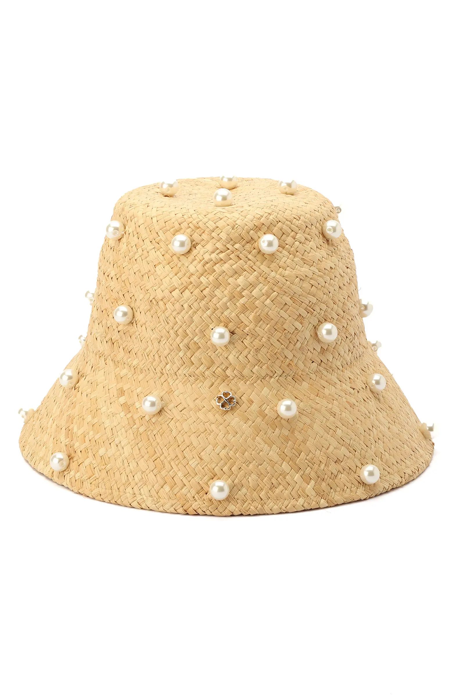 pearl embellished straw cloche | Nordstrom