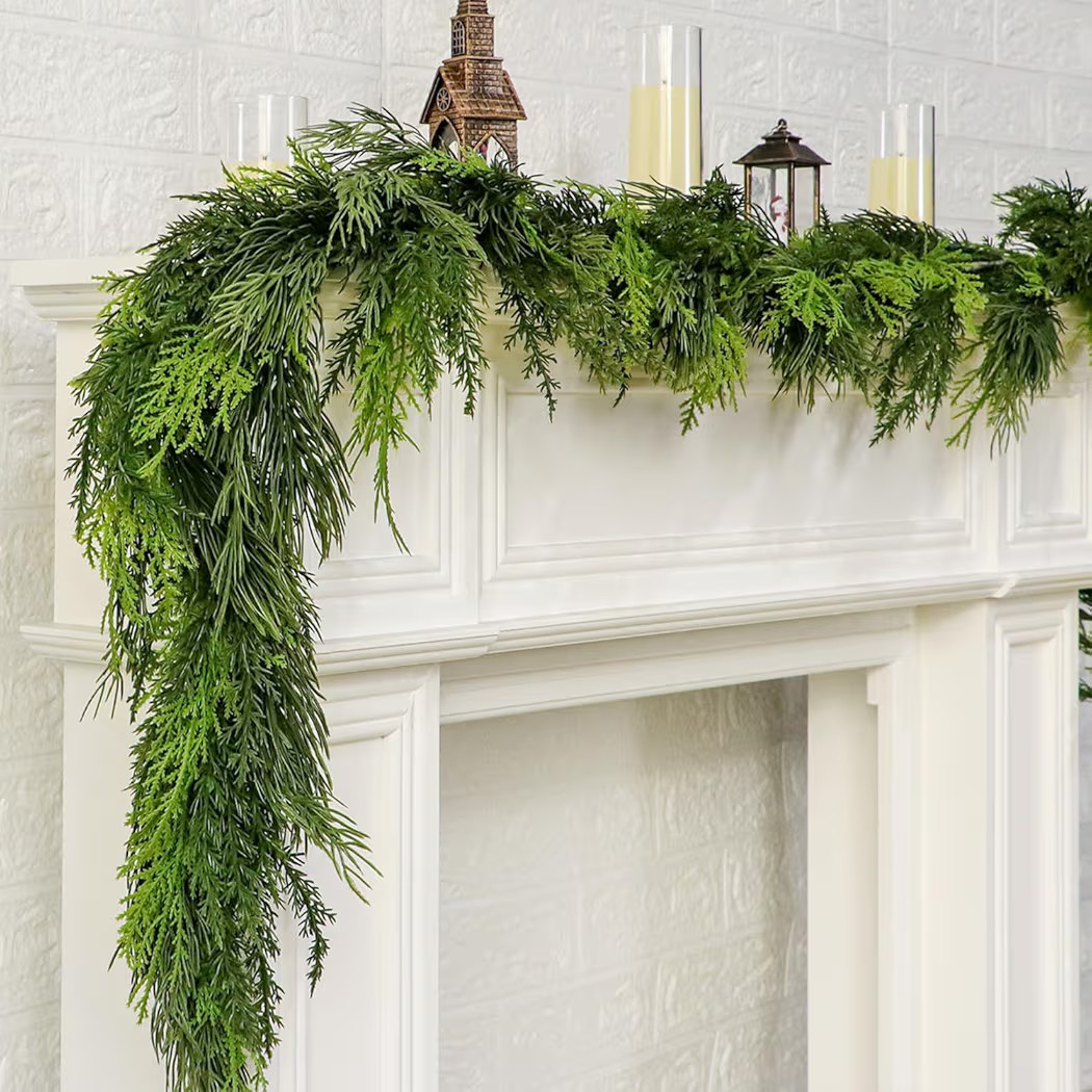 Christmas Cedar Pine Garland Realistic 6 Ft Dense Real Touch Evergreen Garland Greenery Ornaments... | Amazon (CA)