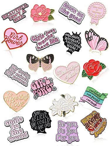 Inbagi 20 Pcs Enamel Pins Bulk Flowers Inspirational Lapel Brooch Pin Women Power Feminism Lapel Pin for Backpacks,clothing, Jackets, Hats, Kids, Girls | Amazon (US)