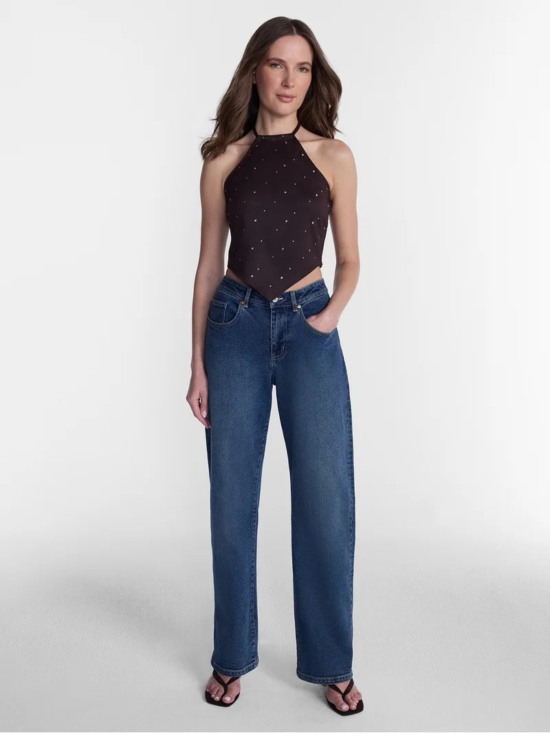 Madden NYC Women\u2019s Faux Suede Hanky Hem Halter Top, Sizes XXS-XXL | Walmart (US)
