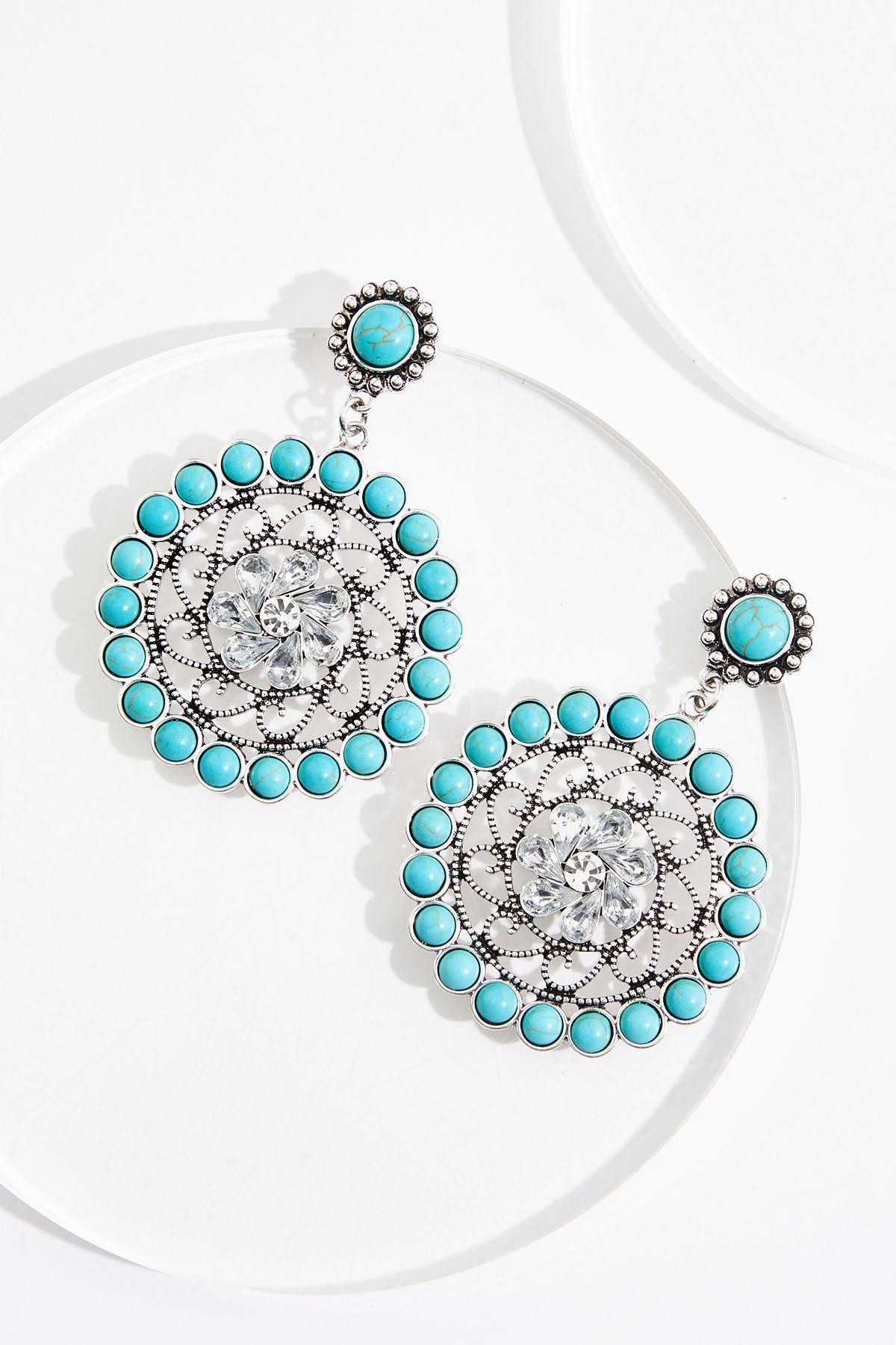 Semi- Precious Western Turquoise Dangly Earrings | Cato Fashions