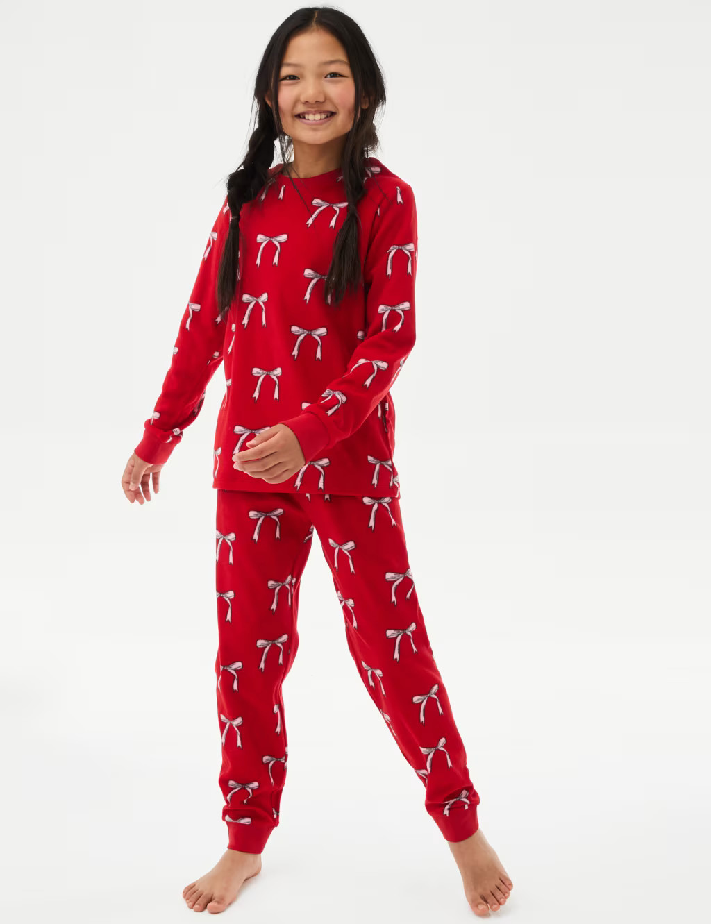 Christmas Fleece Bow Pyjamas (1-16 Yrs) | Marks & Spencer (UK)