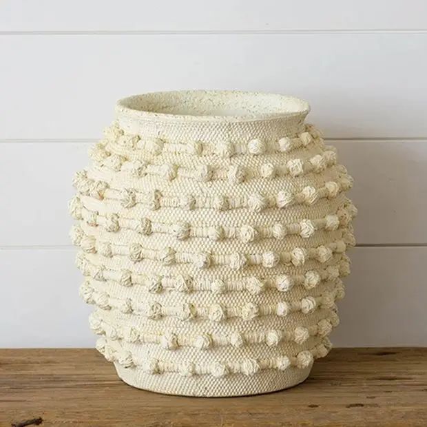 Cement Planter Vase With Textured Knots | Antique Farm House
