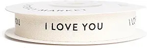 I Love You, Cotton Herringbone Custom Ribbon Natural 10 Yards, 58 | Amazon (US)