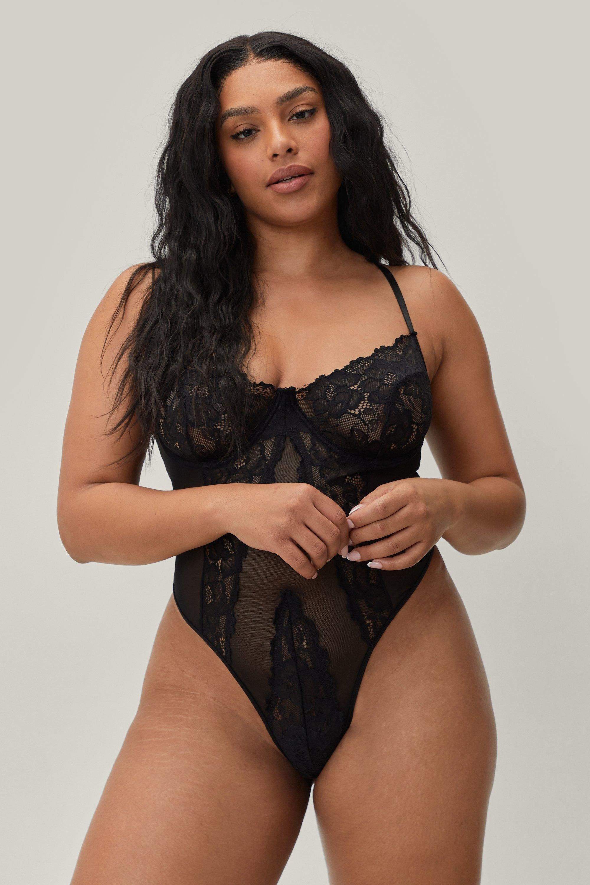Plus Mesh Lace Lingerie Bodysuit | Nasty Gal (US)