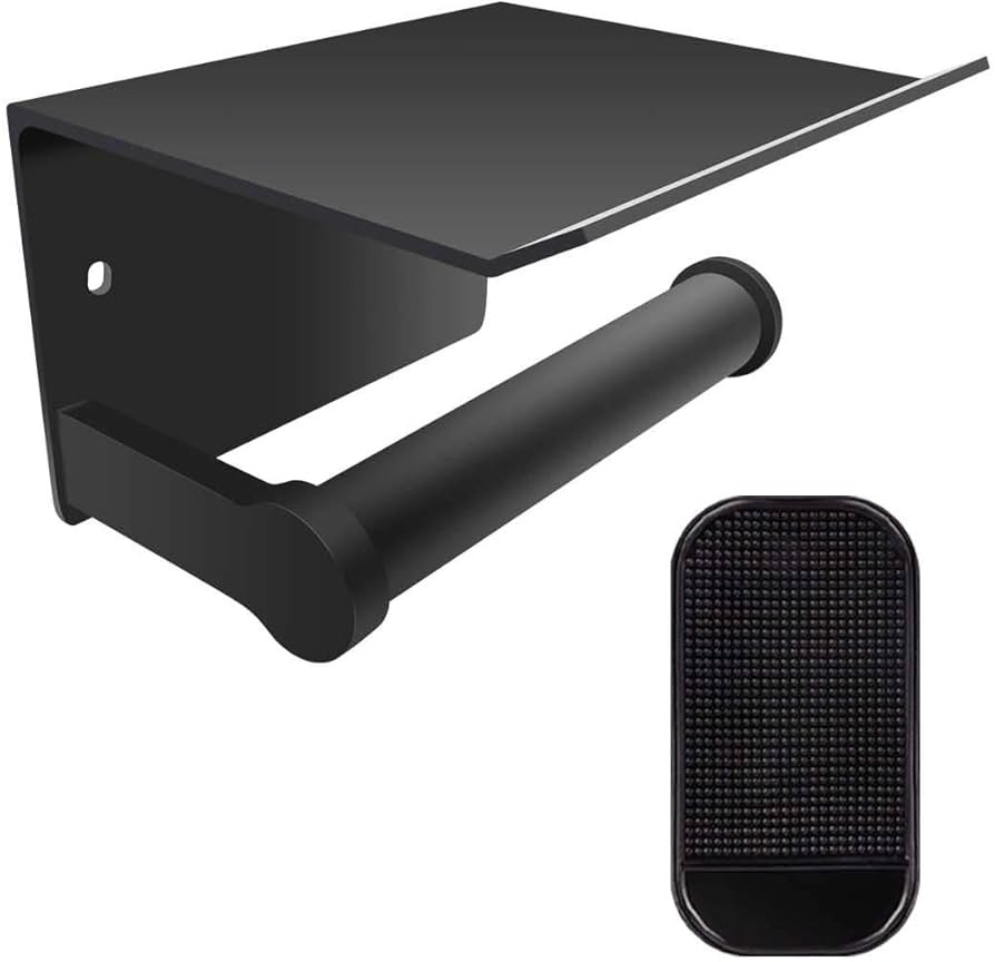 GIGRIN Black Toilet Paper Roll Holder, Roll Smooth Space Aluminum Bathroom Toilet Tissue Holder W... | Amazon (US)