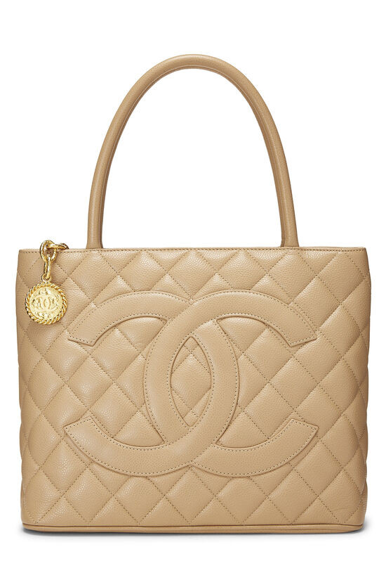 Beige Quilted Caviar Medallion Tote | What Goes Around Comes Around
