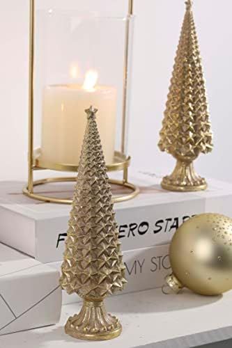 RM ROOMERS Christmas Tree Figurine, Resin Christmas Tree, Tabletop Gold Tree Set of 2, Desk Cente... | Amazon (US)