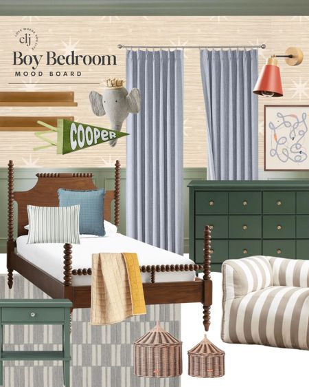 I get asked about how I’d design a boys bedroom all the time… and while having 3 girls means I’ve never had the opportunity in real life, this is how I’d design a room for a boy 🫶🏻

Pottery Barn Kids turned wood bed, star grass cloth wallpaper, chambray curtains, forest green dresser, red sconce, striped kids chair, plaid quilt, Bradley geometric loloi rug, pennant, floating shelves, circus baskets

#LTKhome #LTKkids #LTKfamily