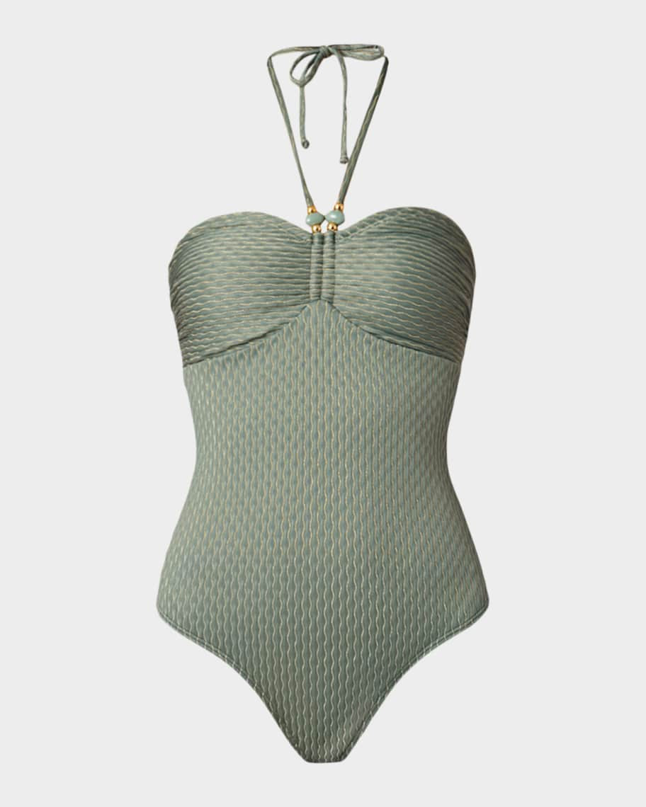 Cinched Halter One-Piece Swimsuit | Neiman Marcus