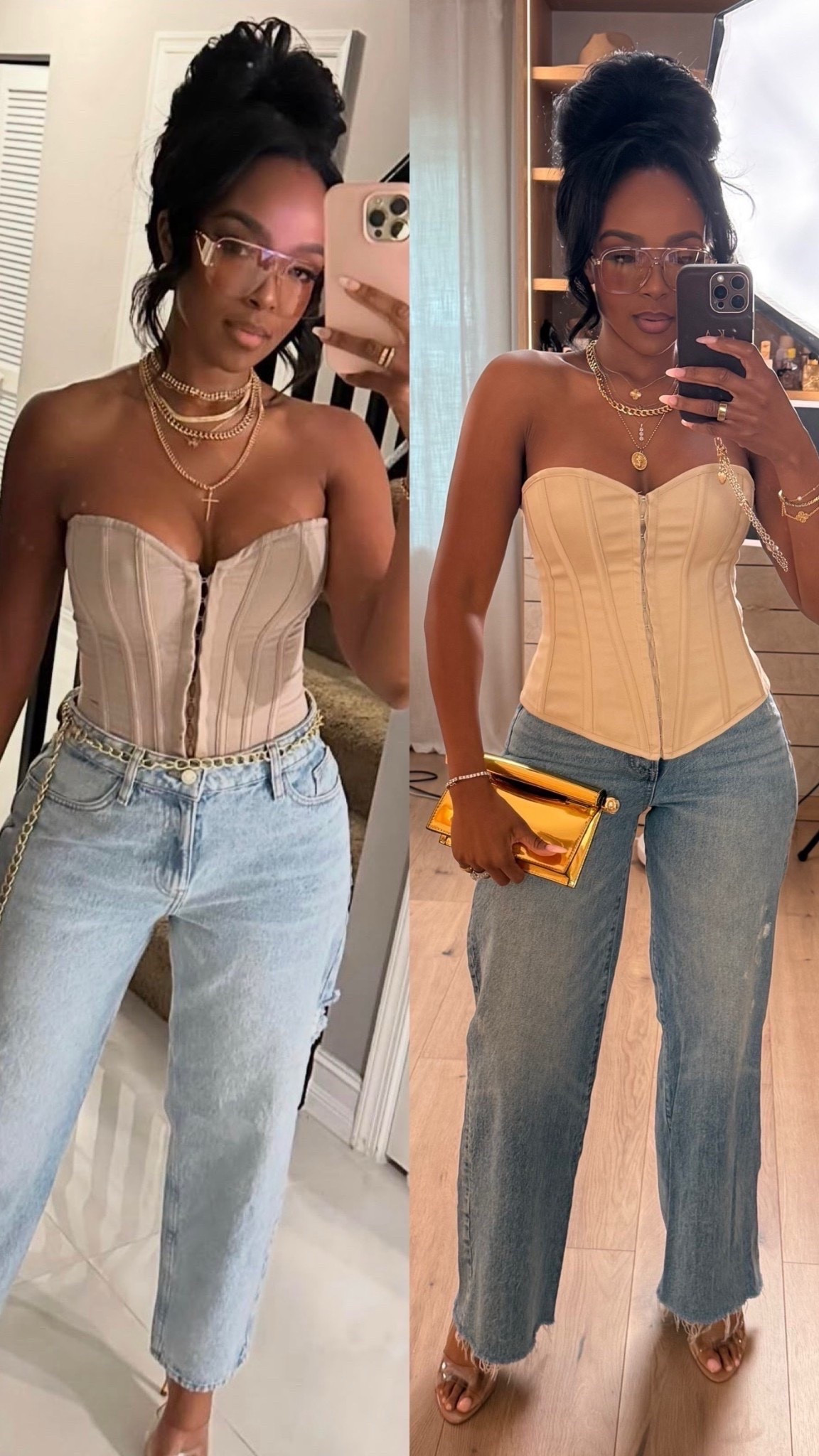 Hi babes ✨ Scroll to shop the updated version of my viral corset and denim look 🤍

This outfit has the same flattering silhouette everyone loved, now with a softer neutral tone and elevated styling details that make it feel even more timeless. I love pieces like this because they can easily be dressed up or down, making the cost per wear so worth it while still giving that effortless polished vibe.

Perfect for date nights, brunch, girls night, vacations, or elevated everyday looks.

📏 Measurements: 5’4”, 138 lbs, 34D bust, 27” waist, 40” hips  
Wearing a size Small

#LTKootd #LTKPetite #LTKgrwm
